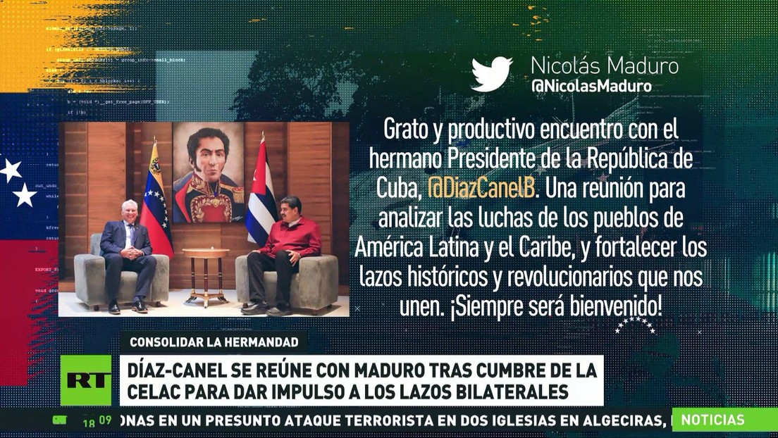 Díaz-Canel se reúne con Maduro tras cumbre de la Celac para dar impulso a los lazos bilaterales