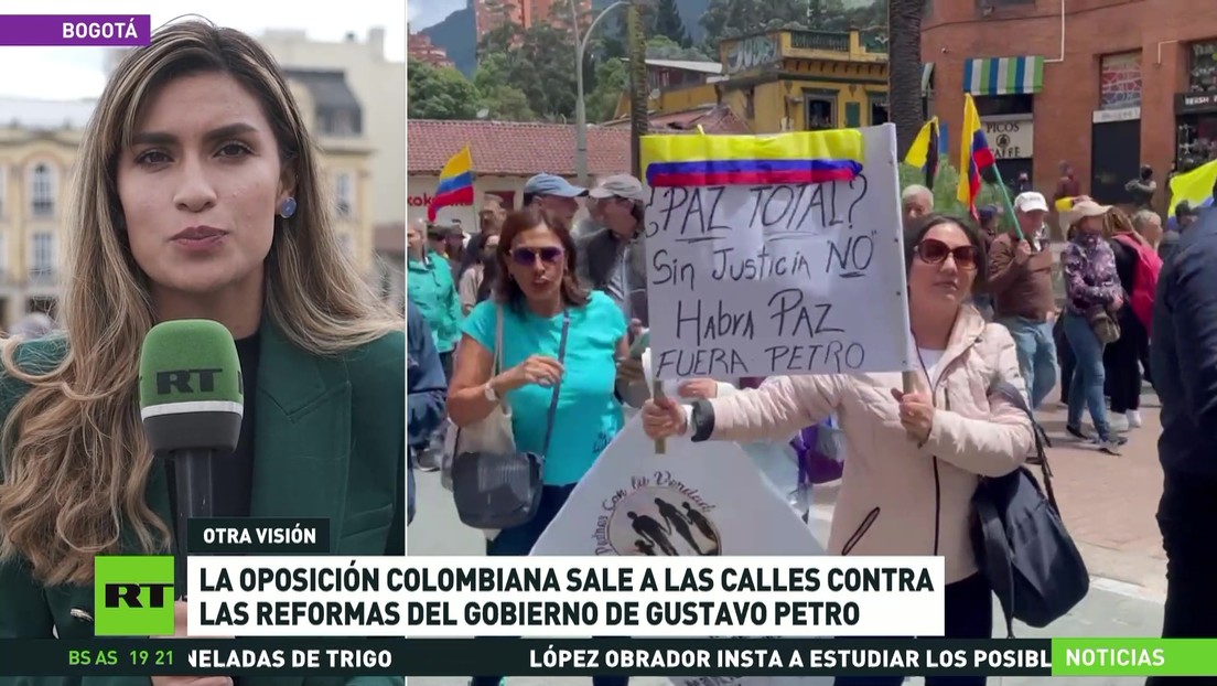 Marcha opositora en Colombia contra el Gobierno de Petro