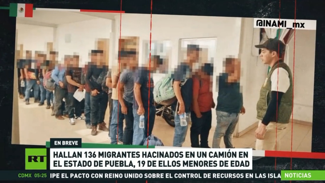 Hallan a 136 migrantes hacinados en un camión en México
