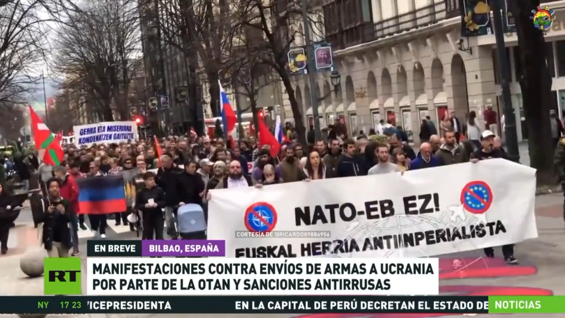 Manifestaciones en España contra el envío de armas a Ucrania por parte de la OTAN y las sanciones antirrusas