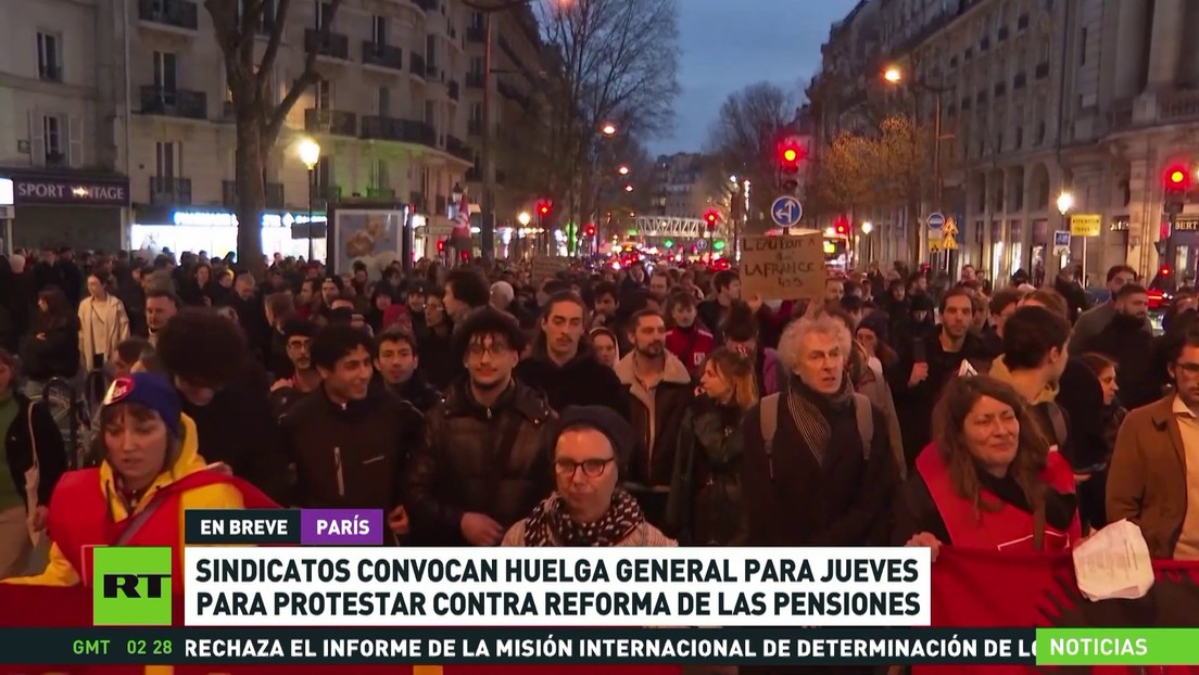 Sindicatos convocan en Francia a huelga general este jueves contra reforma de las pensiones