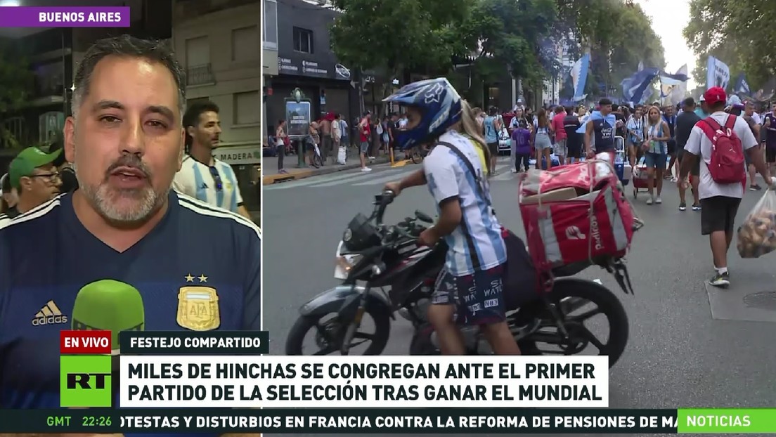 Miles de hinchas se congregan ante el primer partido de Argentina tras ganar el Mundial de Catar
