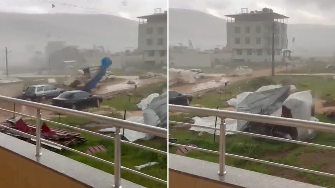 Una tormenta arrasa un campamento de damnificados del terremoto en Turquía (VIDEO)