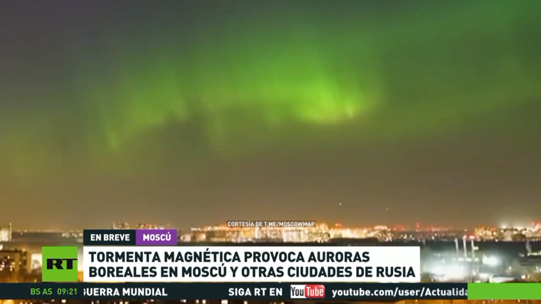 Una tormenta magnética provoca auroras boreales en Moscú y otras ciudades de Rusia
