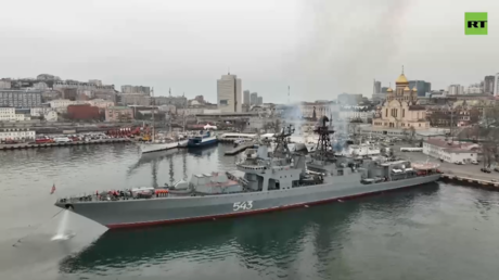 La fragata Marshal Sháposhnikov participa en una inspección sorpresa de la Flota rusa del Pacífico