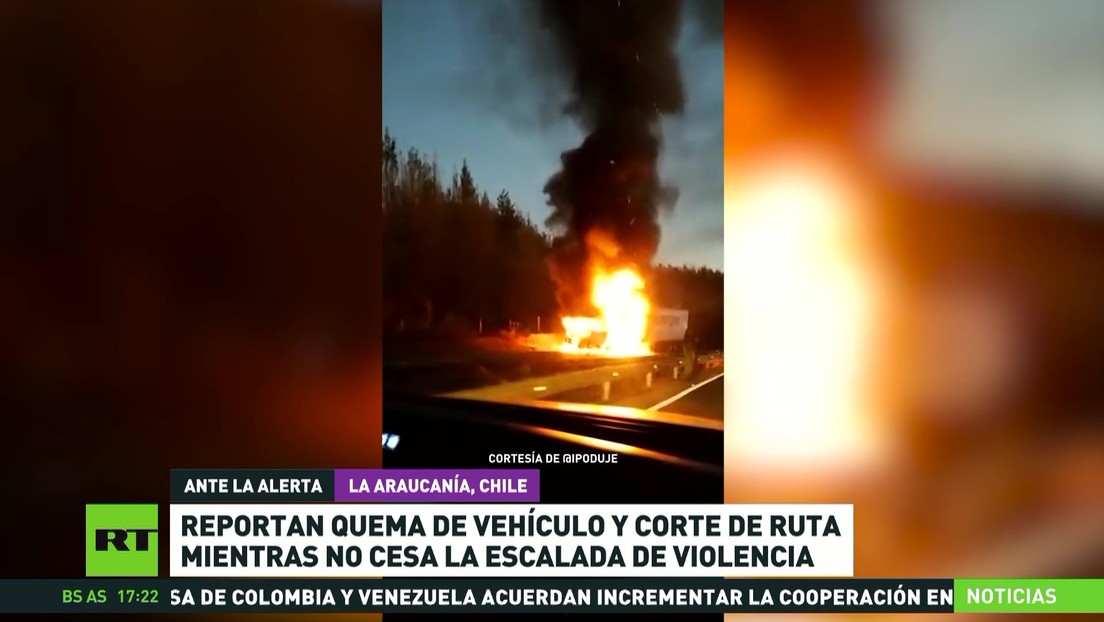 Reportan quema de un vehículo y corte de una ruta en escalada de violencia en Chile