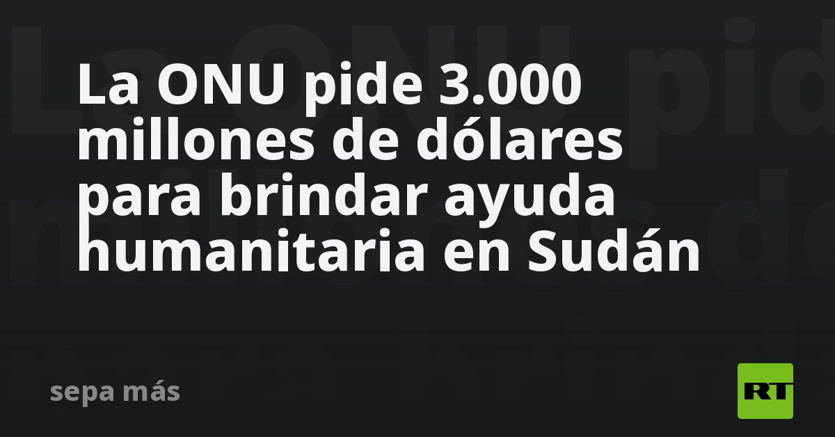 La Onu Pide 3000 Millones De Dólares Para Brindar Ayuda Humanitaria En Sudán Rt 7698