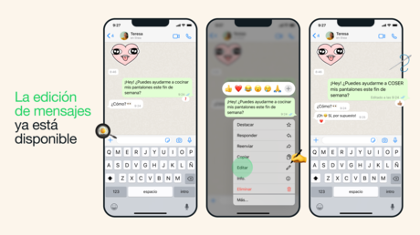WhatsApp añade la opción de corregir mensajes