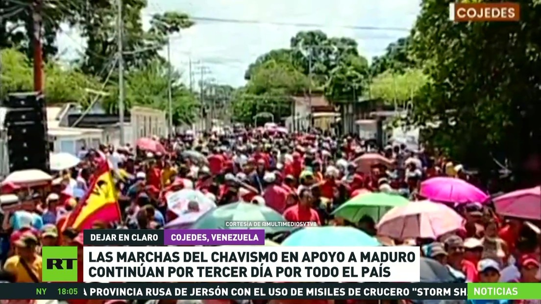 Las marchas del chavismo en apoyo a Maduro continúan por tercer día en todo el país