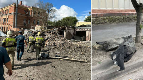 Momento del impacto de un cohete ucraniano en Taganrog