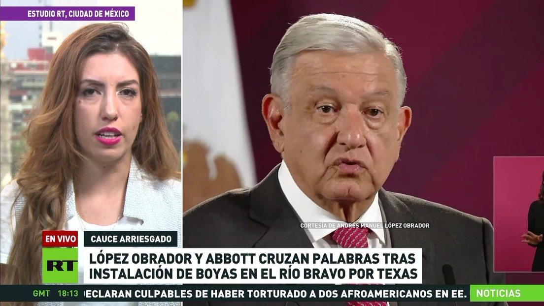 López Obrador y el gobernador de Texas cruzan palabras tras la instalación de boyas en el río Bravo
