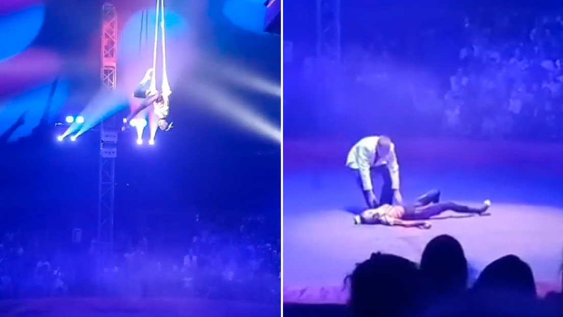 VIDEO: Acróbata de circo sufre aparatosa caída desde gran altura durante una actuación en Rusia