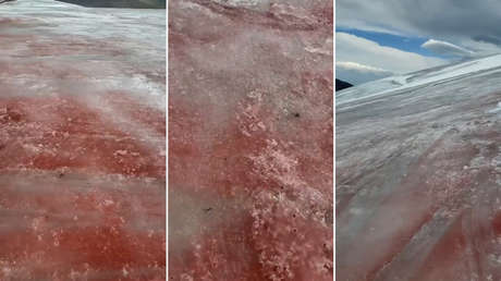 Un glaciar en Rusia se tiñe de rojo: ¿por qué?  (VIDEO)