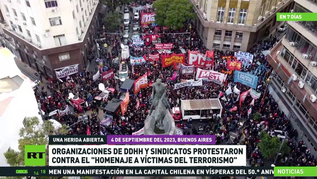 Organizaciones de DD.HH. y sindicatos protestan contra un evento que justifica la dictadura argentina