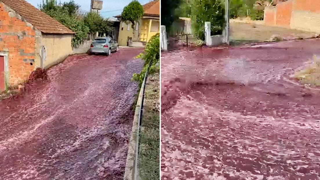 VIDEO: Ríos de vino inundan las calles en Portugal