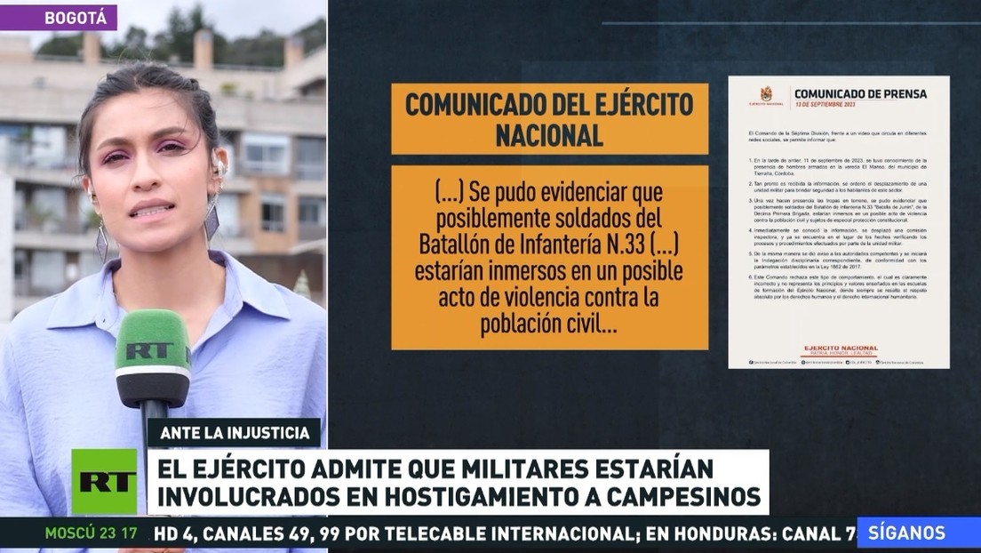 El Ejército de Colombia admite que militares estarían involucrados en hostigamiento a campesinos
