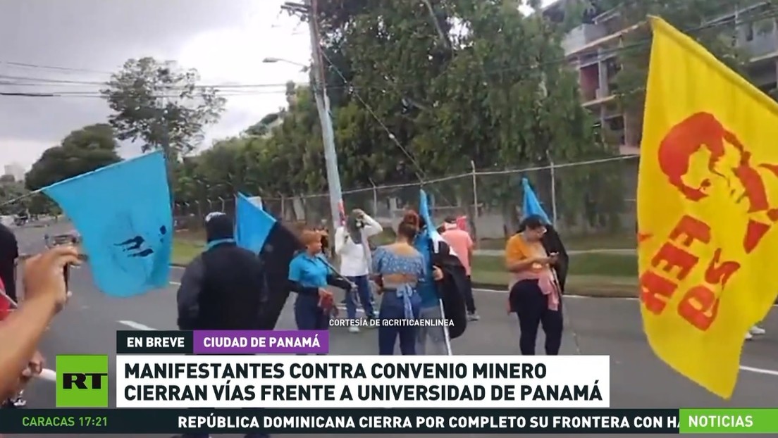 Manifestantes contra el convenio minero cierran vías frente a la Universidad de Panamá