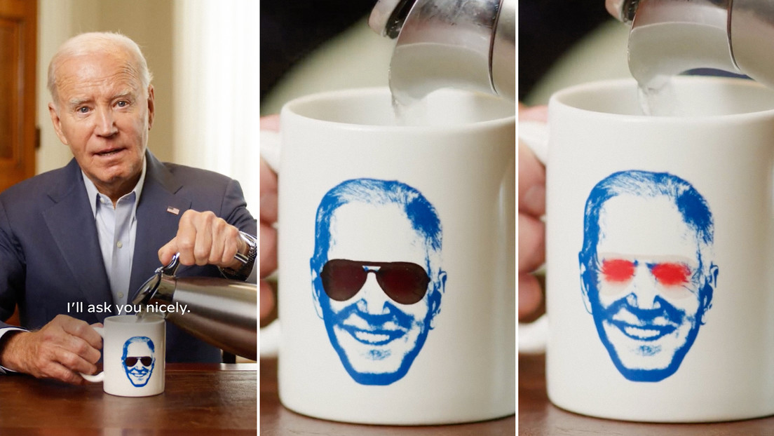 Biden vuelve a promocionar una taza de café en la que se presenta con visión láser