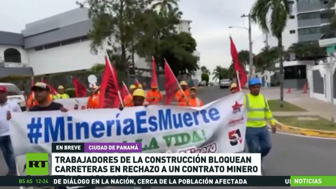Trabajadores de la construcción bloquean carreteras en Panamá en rechazo a un contrato minero