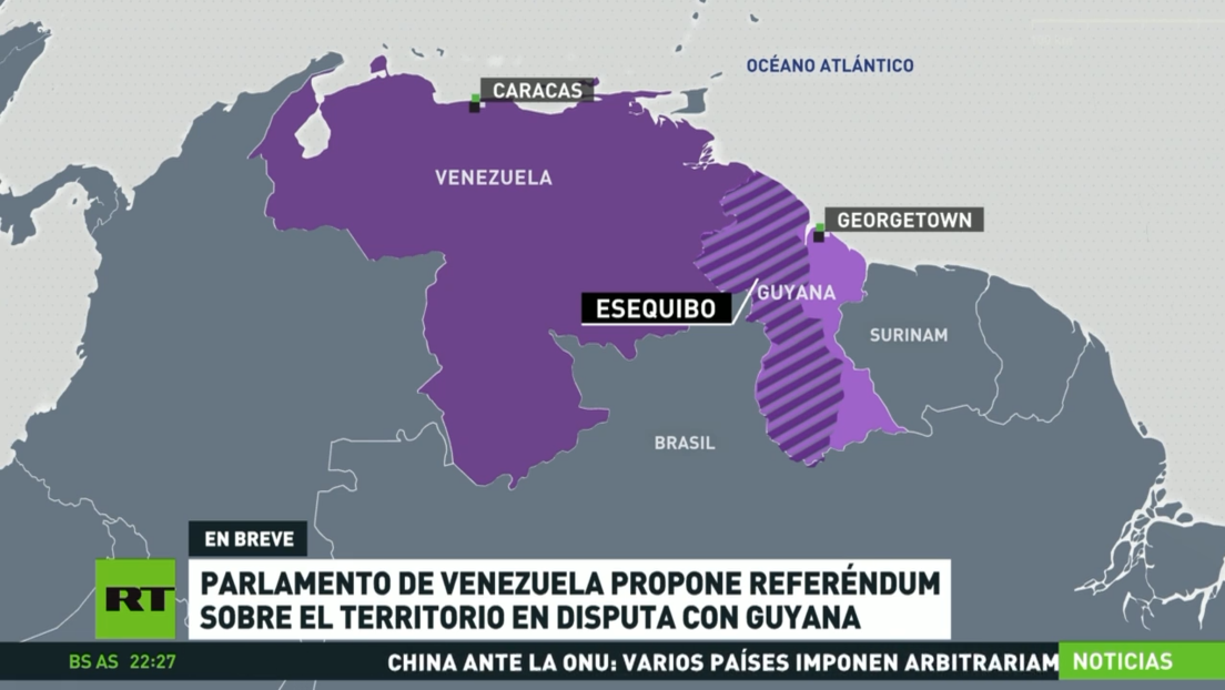 Parlamento de Venezuela propone referéndum sobre el territorio en disputa con Guyana