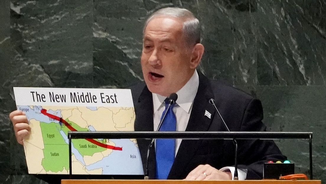 Netanyahu dibuja el futuro de Oriente Medio en un mapa y lo describe ante la ONU