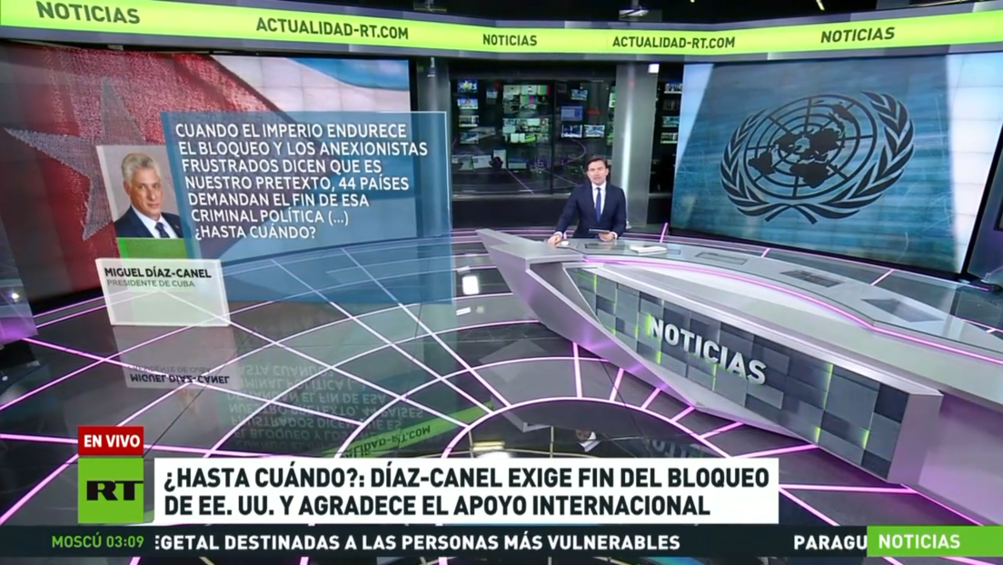 Díaz-Canel agradece el apoyo de 44 países a Cuba ante el bloqueo impuesto por EE.UU.