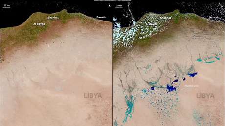 La tormenta Daniel deja lagos en el desierto libio visibles desde el espacio (FOTOS)
