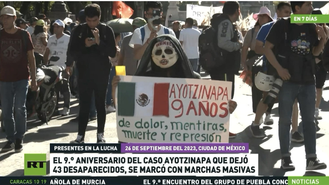 Conmemoran el 9.º aniversario del caso Ayotzinapa con marchas masivas