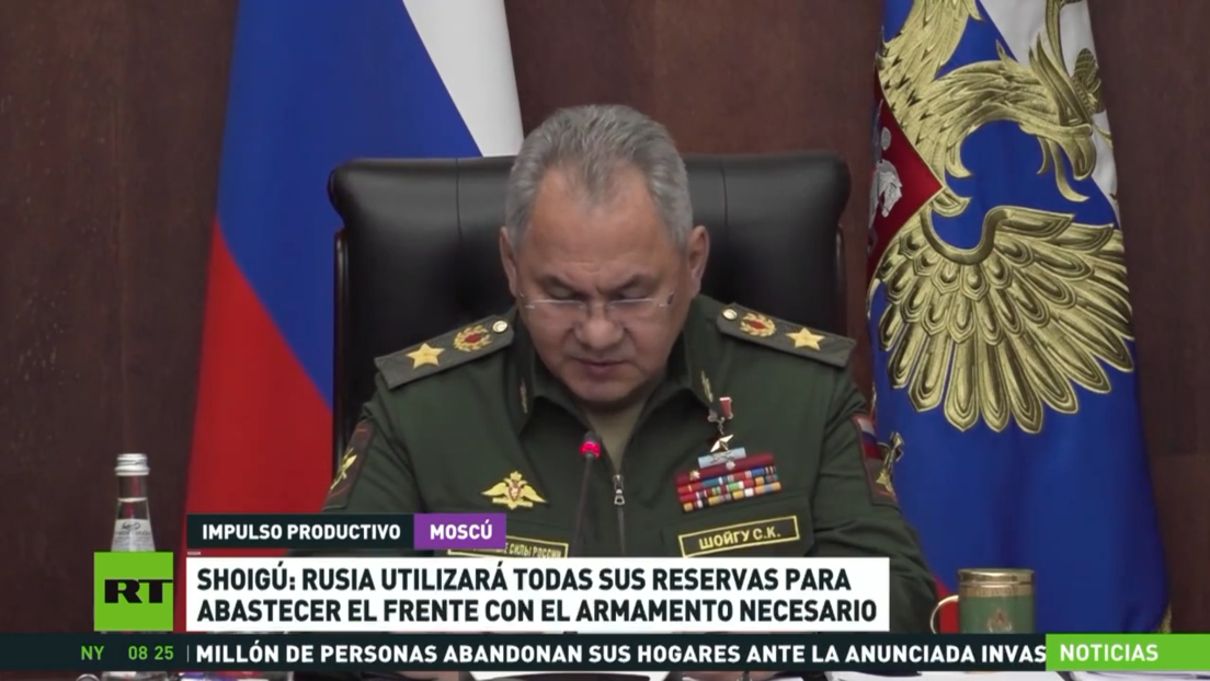 Rusia utilizará todas sus reservas para abastecer el frente con el armamento necesario, afirma el ministro de Defensa