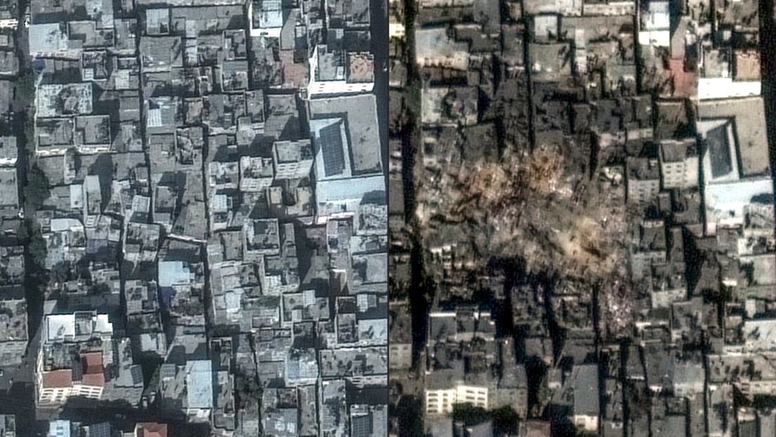 Imágenes satelitales muestran el antes y después de los ataques de Israel contra el campo de refugiados de Jabalia