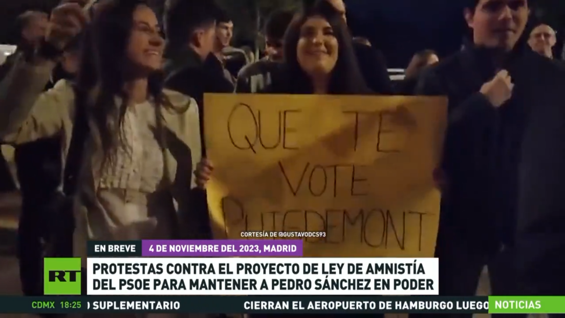 Protestas en España contra el proyecto de ley de amnistía del PSOE para mantener a Pedro Sánchez en el poder