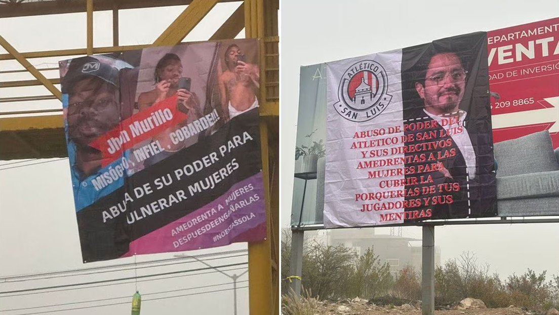 Cuelgan pancartas acusando de misóginos a un futbolista y un dirigente de un club mexicano (FOTOS)