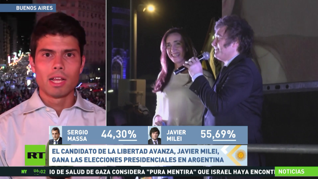 Milei gana el balotaje de las elecciones presidenciales en Argentina con más del 55 % de los votos