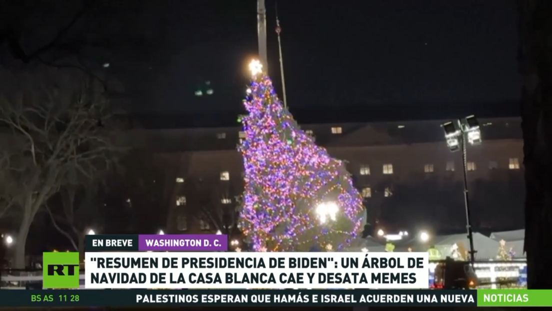 "Resumen de la presidencia de Biden": Un árbol de Navidad de la Casa Blanca cae y desata ola de memes