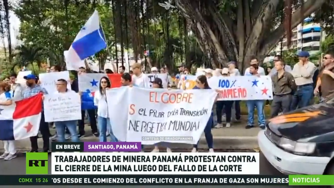 Trabajadores de Minera Panamá protestan contra el cierre de la mina luego del fallo de la Corte Suprema