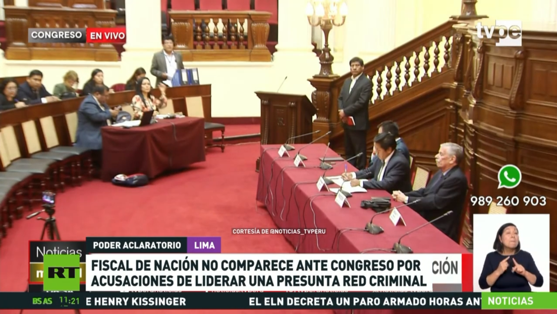 La fiscal general de Perú no comparece ante el Congreso por los señalamientos de liderar una presunta red criminal