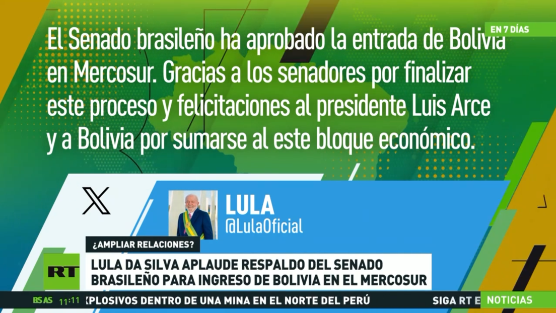 Lula da Silva aplaude el respaldo del Senado brasileño para el ingreso de Bolivia al Mercosur
