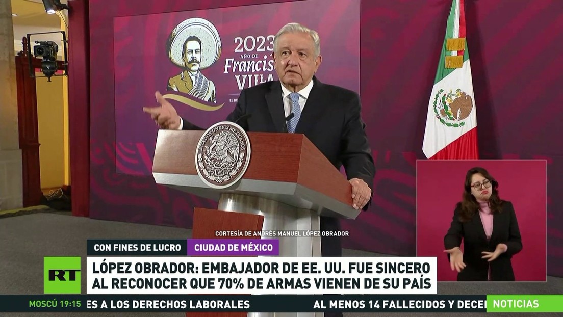 López Obrador: Embajador de EE.UU. fue sincero al reconocer que el 70 % de armas llegan a México desde su país