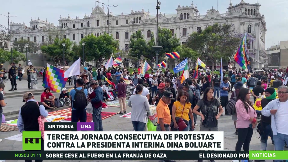 Tercera jornada consecutiva de protestas en Perú contra la presidenta interina
