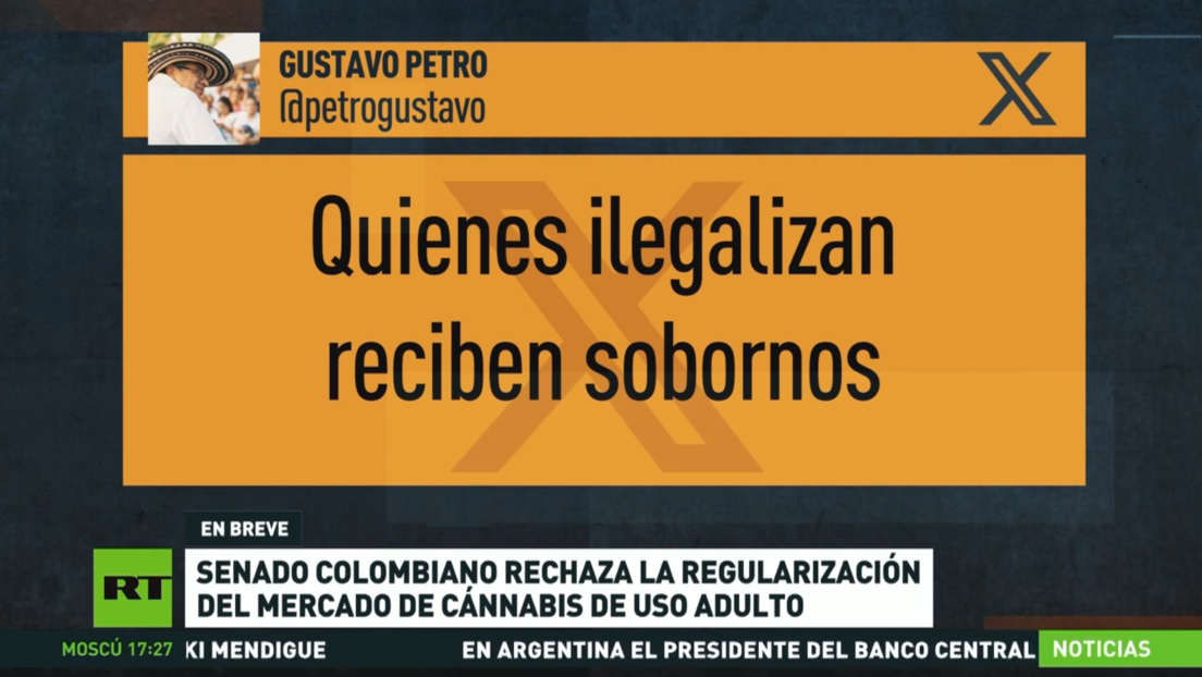 Senado colombiano rechaza la regularización del mercado de cannabis de uso adulto