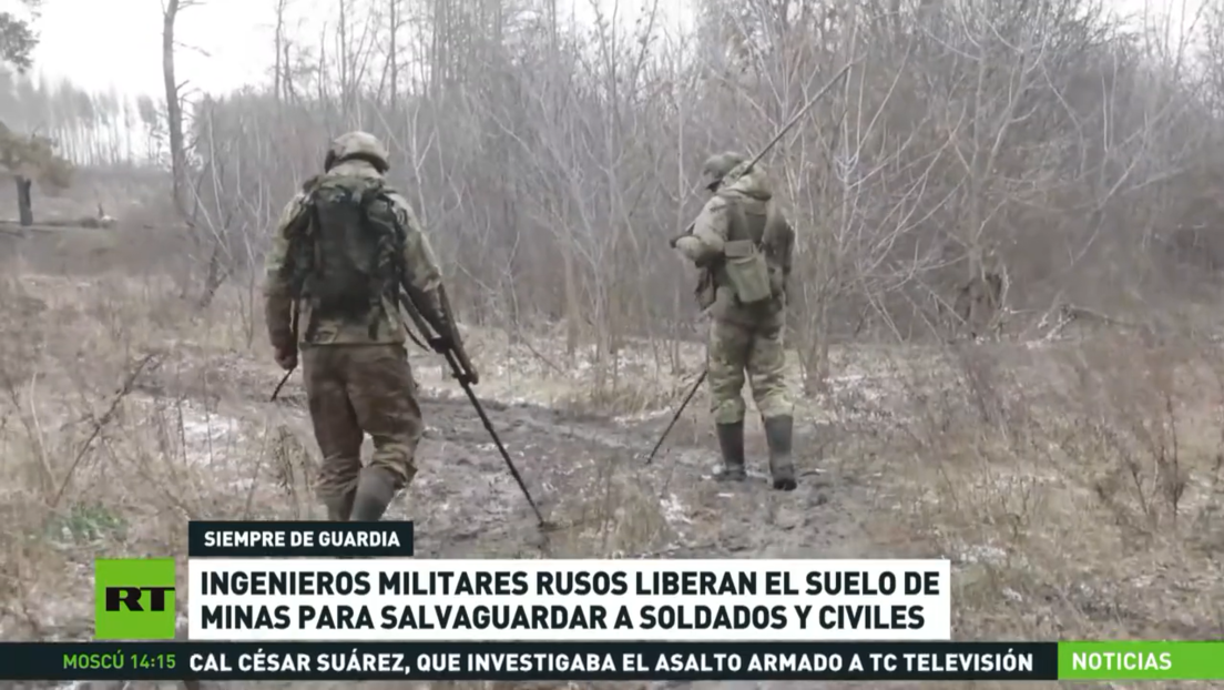 Ingenieros militares rusos limpian el suelo de minas para salvaguardar a soldados y civiles