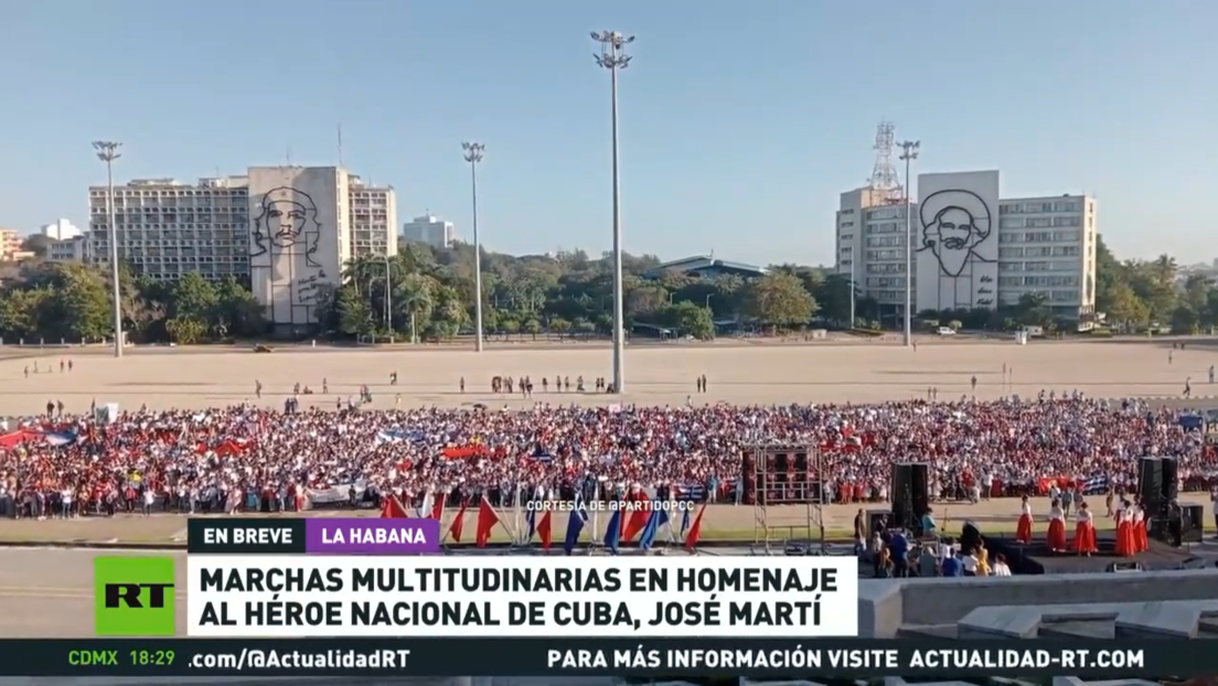Marchas multitudinarias en homenaje al héroe nacional de Cuba, José Martí