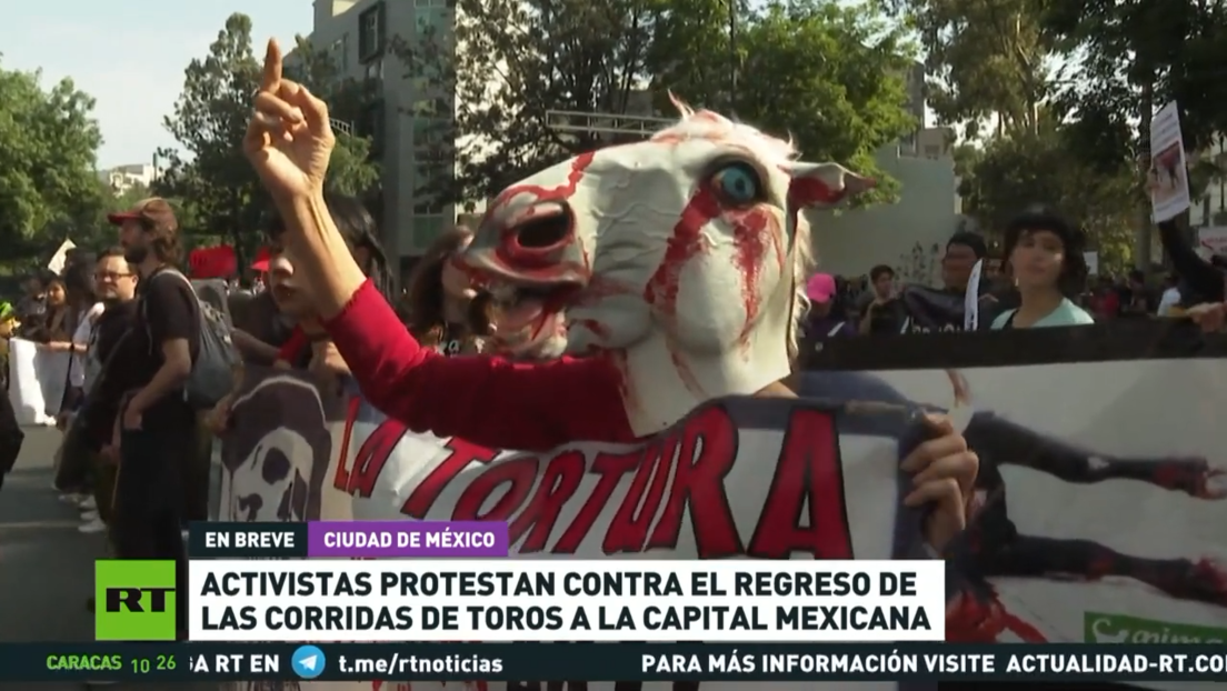 Activistas protestan contra la vuelta de las corridas de toros a la capital de México