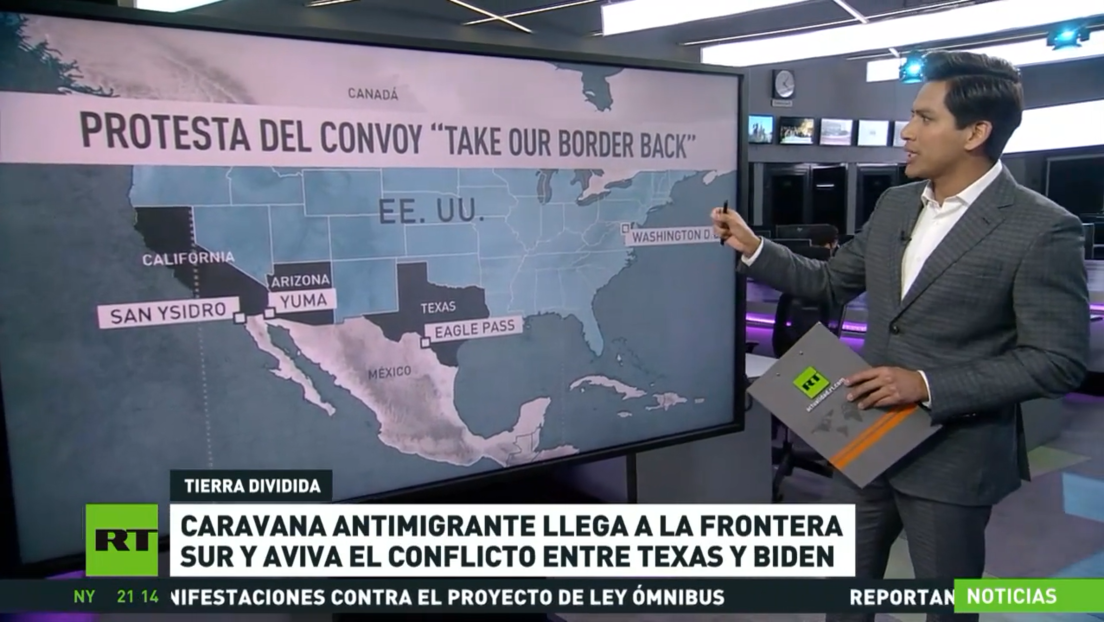 Caravana antiinmigrante hacia la frontera con México evidencia la escalada de tensión entre Texas y Washington