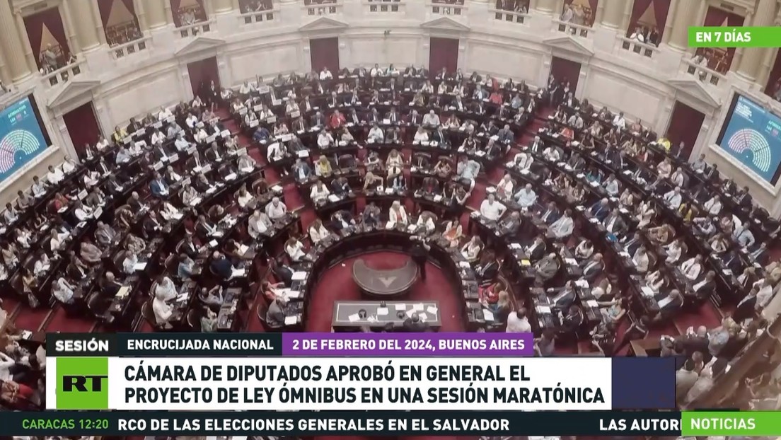 La Cámara de Diputados de Argentina aprueba en general el proyecto de 'ley ómnibus' en una sesión maratónica