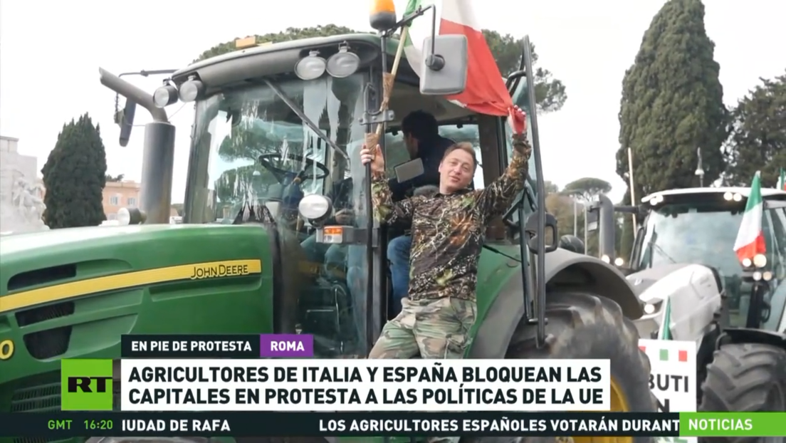 Agricultores de Italia y España bloquean las capitales en protesta a las políticas de la UE