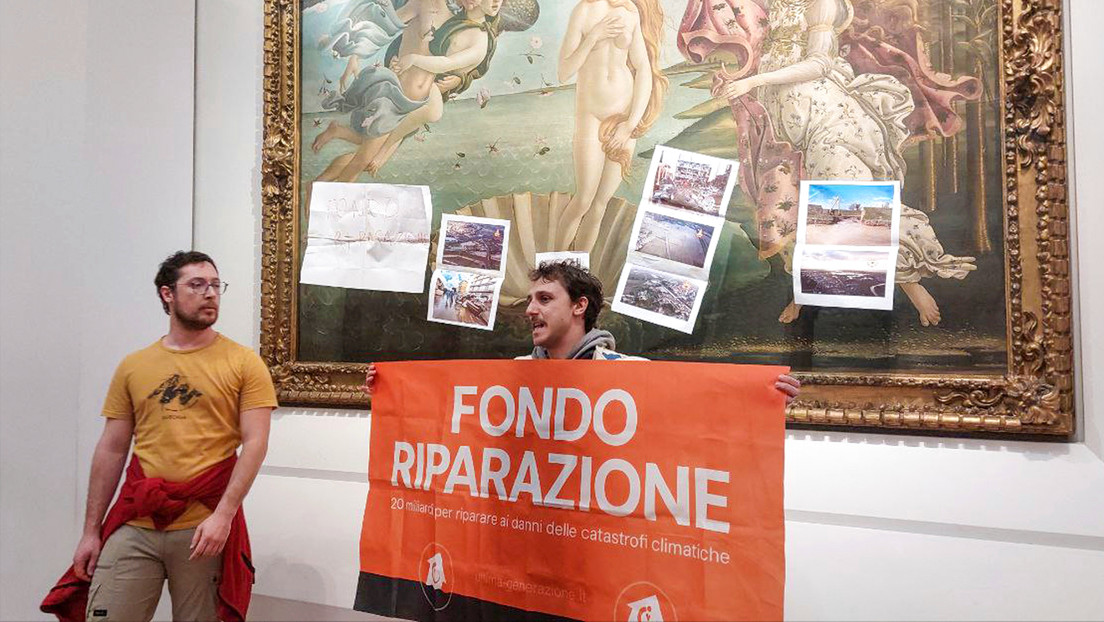 VIDEO: Activistas climaticos atacan un famoso cuadro de Botticelli en Italia