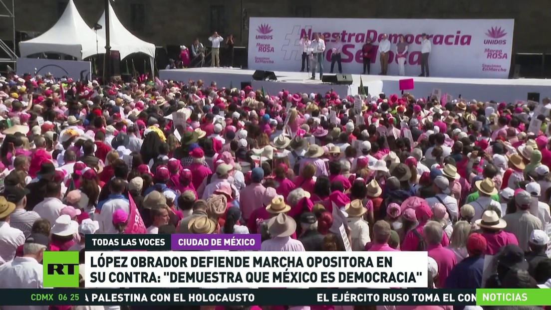 López Obrador defiende marcha opositora en su contra ya que "demuestra que México es democracia"