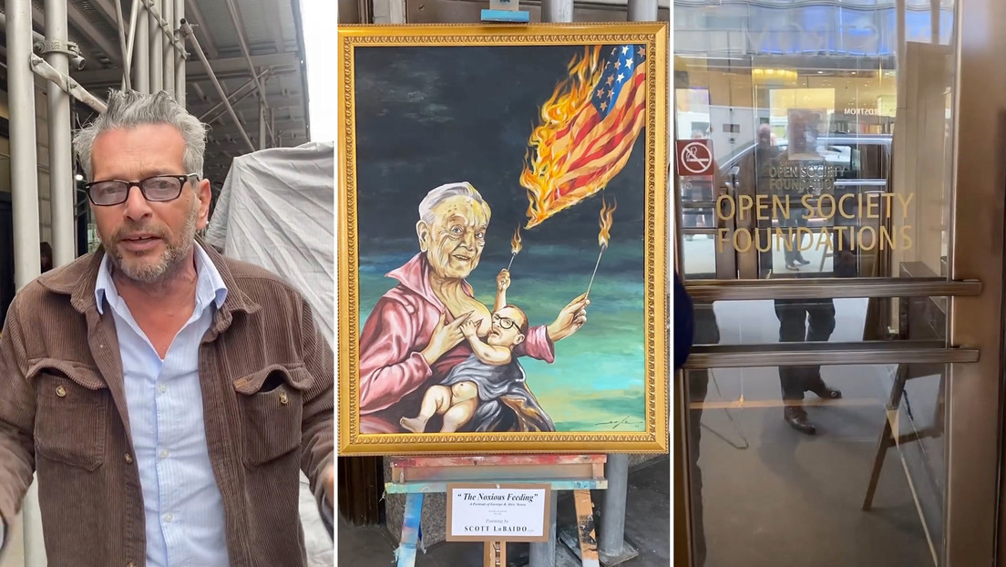 "Hombrecito espeluznante": Pintor presenta un extravagante retrato de Soros con un duro discurso