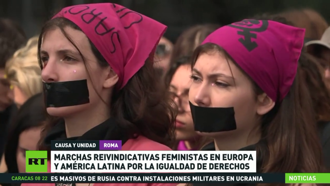 Marchas reivindicativas feministas en Europa y Latinoamérica por la igualdad en el Día de la Mujer